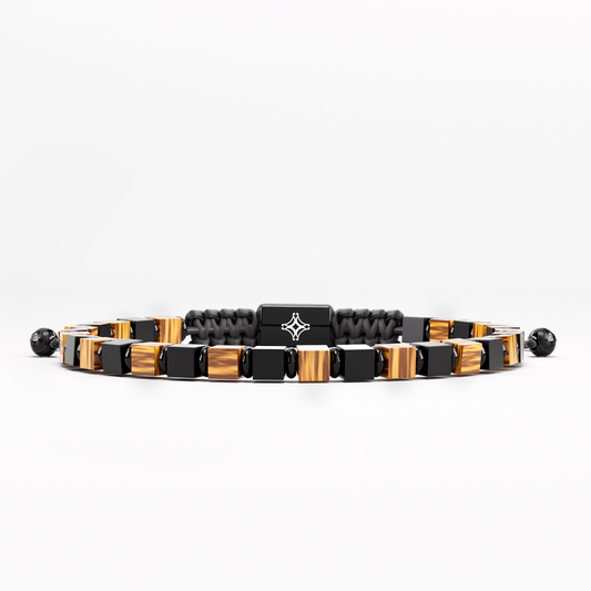 Onyx & Tiger Eye Block Bracelet