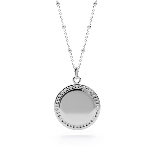 Coin Dots Charm Necklace - White Gold
