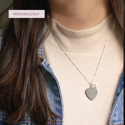Heart Charm Necklace - White Gold