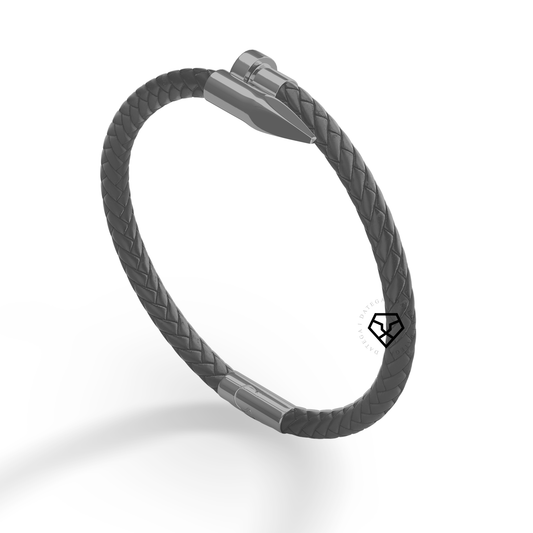 Nail Ruthenium Braided Black Leather