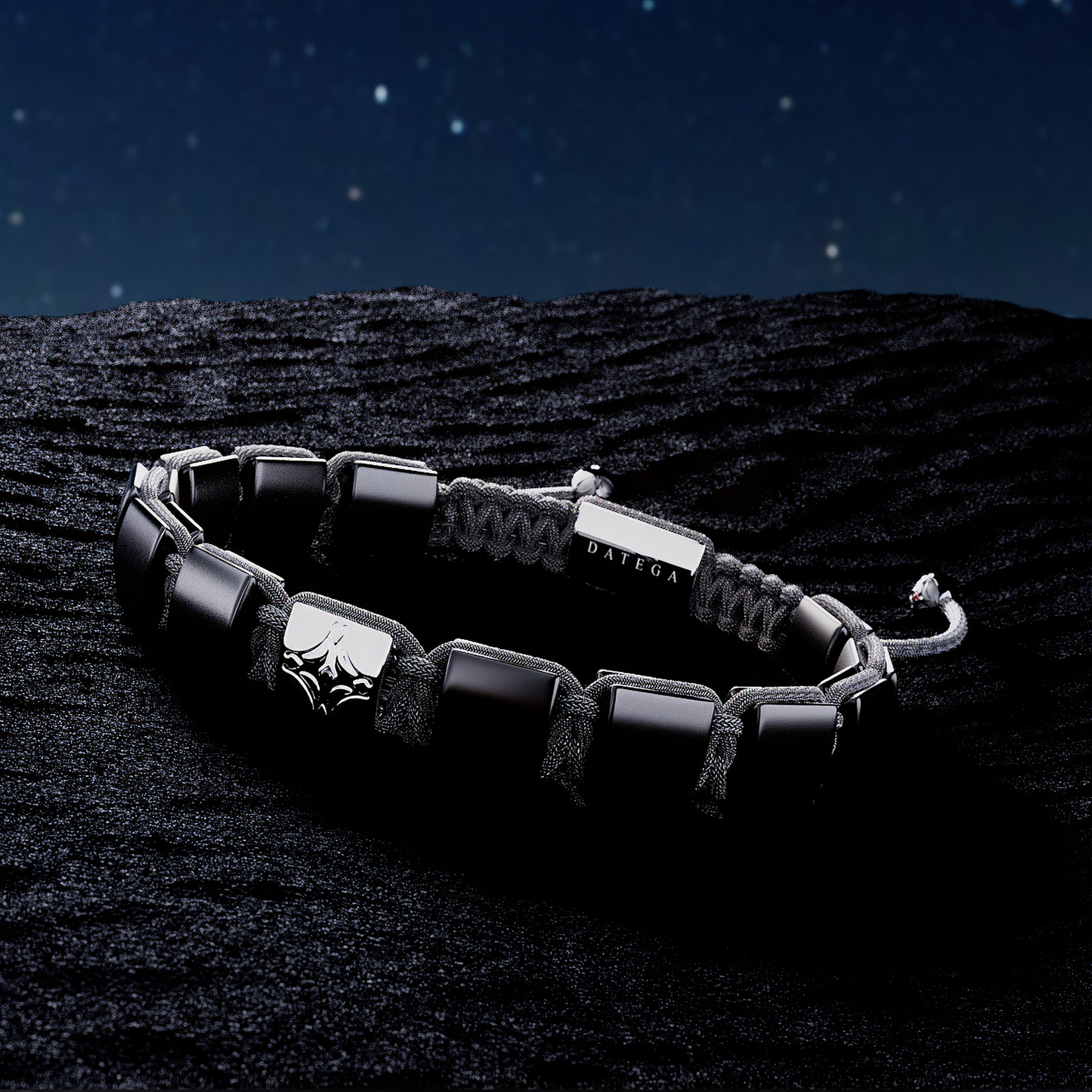 Matte Onyx & White Gold Star Bracelet