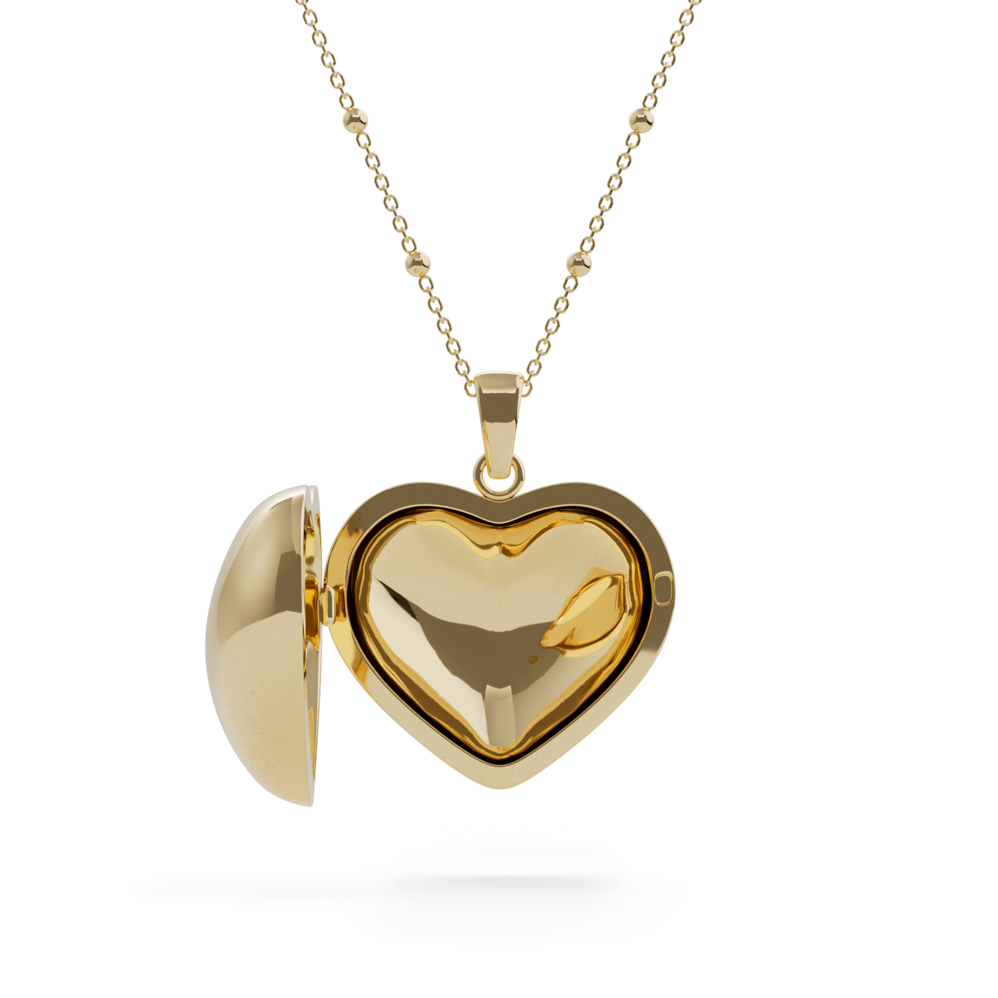 Heart Locket Charm Necklace - Yellow Gold