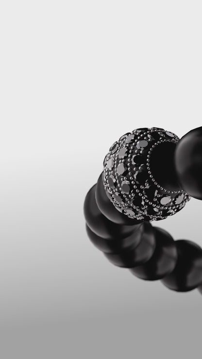 Rhodium Swarovski Matte Onyx - 6 mm