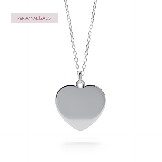Heart Charm Necklace - White Gold