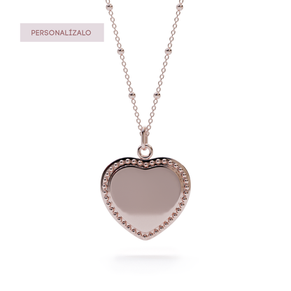 Heart Dots Charm Necklace - Rose Gold