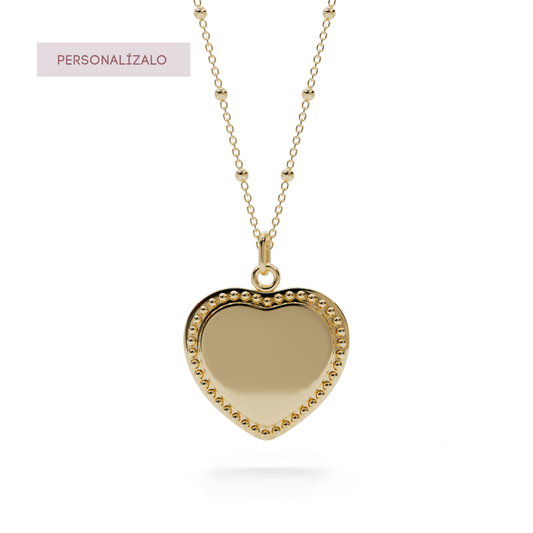 Heart Dots Charm Necklace - Yellow Gold
