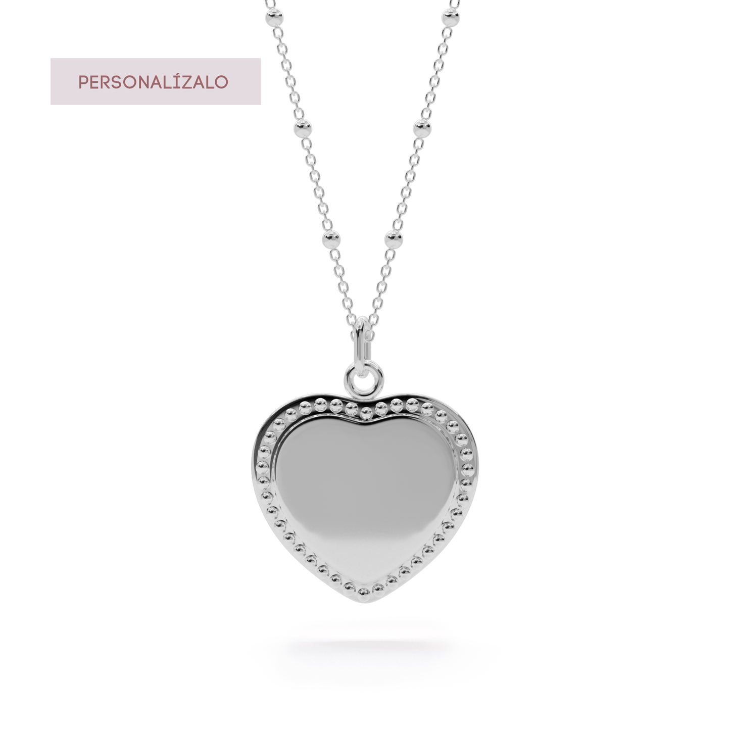 Heart Dots Charm Necklace - White Gold