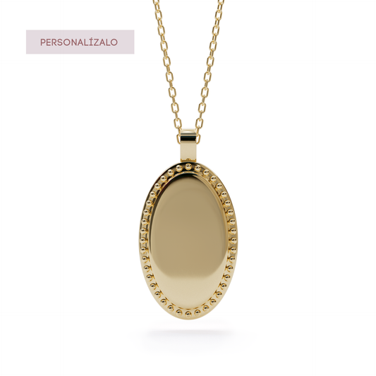 Oval Dots Charm Necklace - Yellow Gold