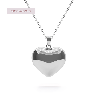 Heart Locket Charm Necklace - White Gold