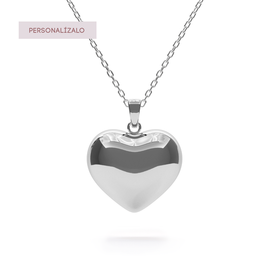 Heart Locket Charm Necklace - White Gold