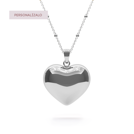 Heart Locket Charm Necklace - White Gold
