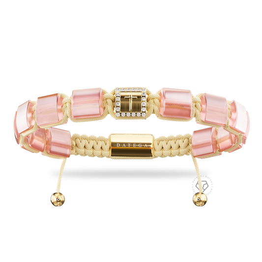 Eternal Cross Yellow Gold & Rose Quartz