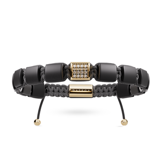 Matte Onyx & Yellow Gold Clear Swarovski