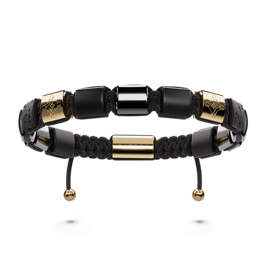 Onyx, Lava & Yellow Gold Star Bracelet