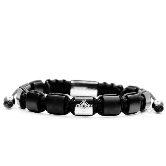 Matte Onyx & White Gold Star Bracelet