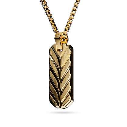 Gold Chevron Tag Necklace