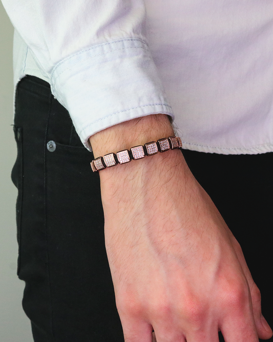 Rose Gold Clear Cz Square Bracelet