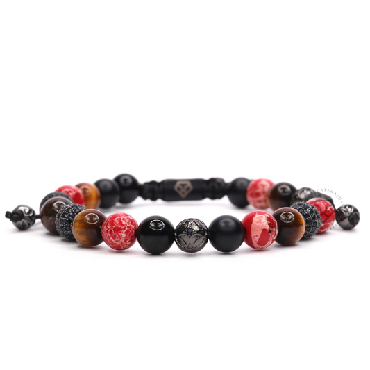 Red Jasper & Tiger Eye - Rhodium