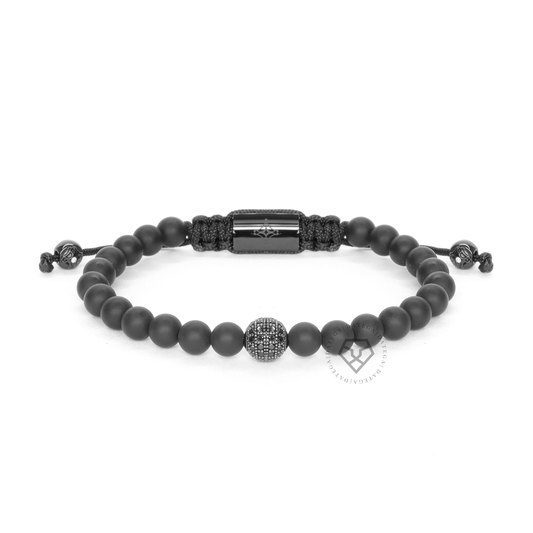 Rhodium Cz Matte Onyx - 6 mm