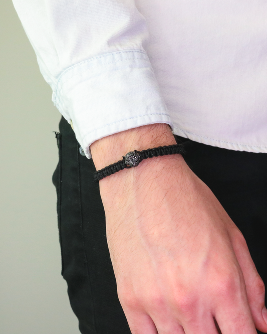 Cz Jaguar Rhodium Black Cz - Black Rope