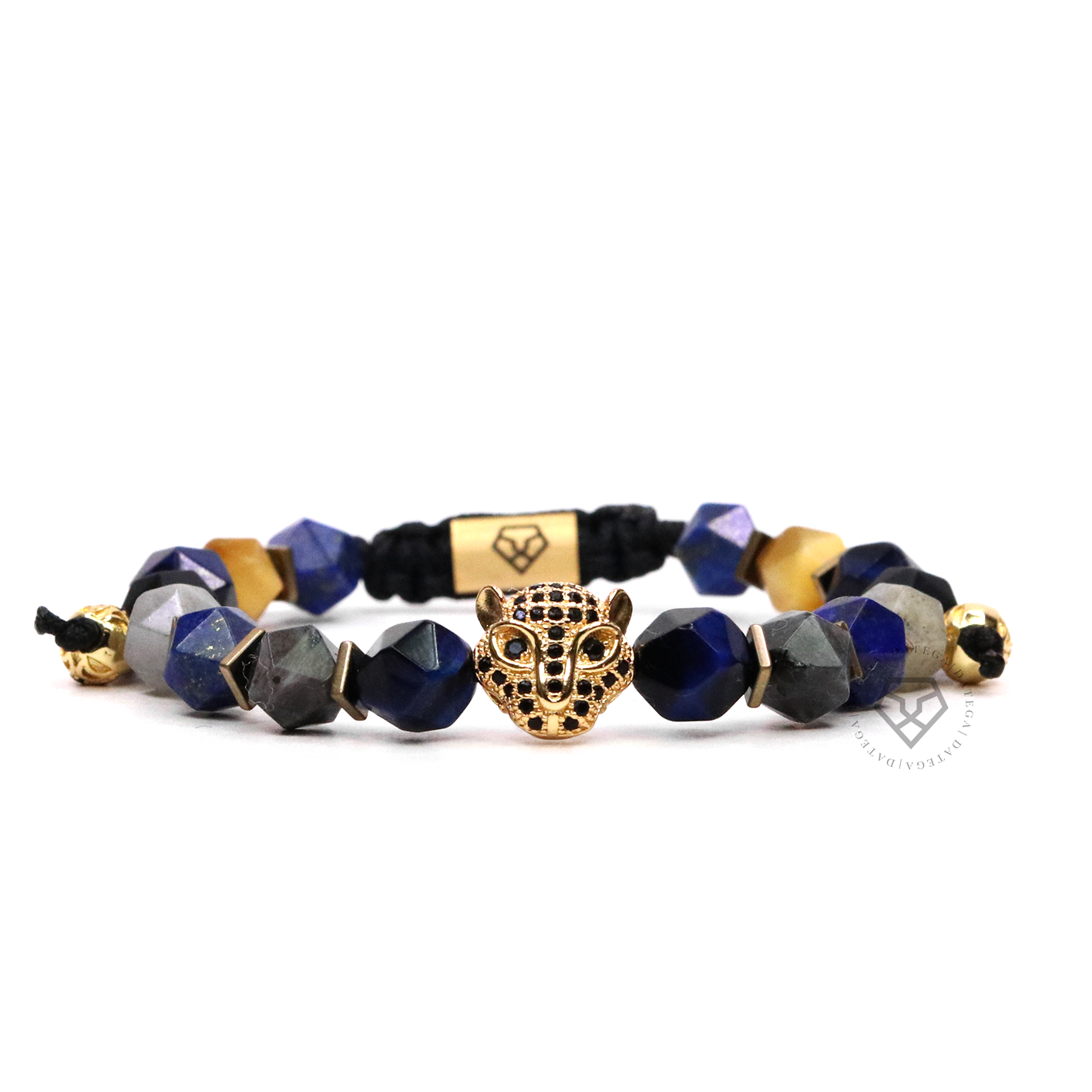 Cz Jaguar, Rock Chain Lapis Lazuli, Tiger Eye Gold.