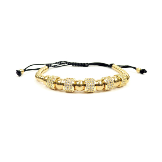 Yellow Gold 5 Clear Cz Barrel - Black Rope