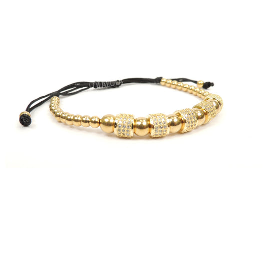 Yellow Gold 5 Clear Cz Barrel - Black Rope