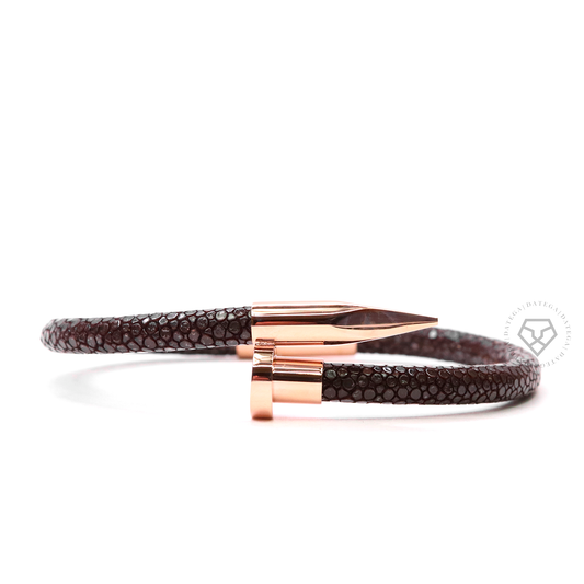 Nail Rose Gold Brown Stingray Leather