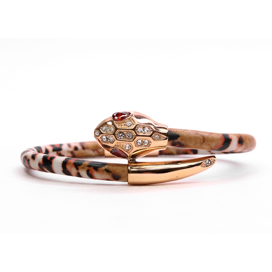 Serpente Rose Gold Brown Marble Leather