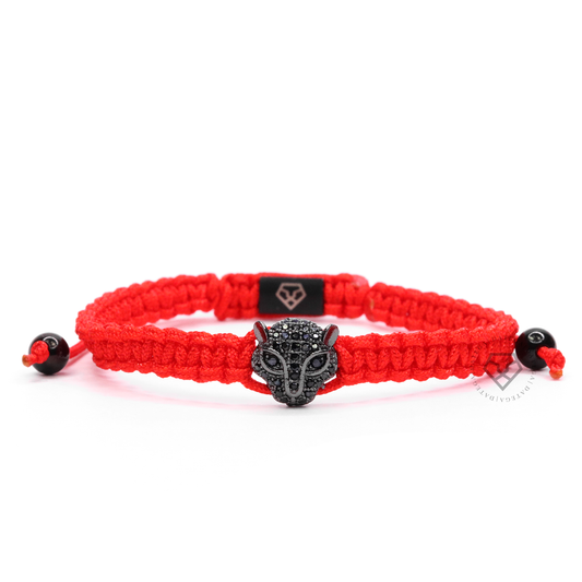 Cz Jaguar Rhodium Black Cz - Red Rope