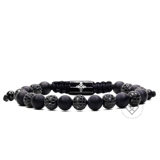 Luxury Rhodium Cz Matte Onyx - 6 mm