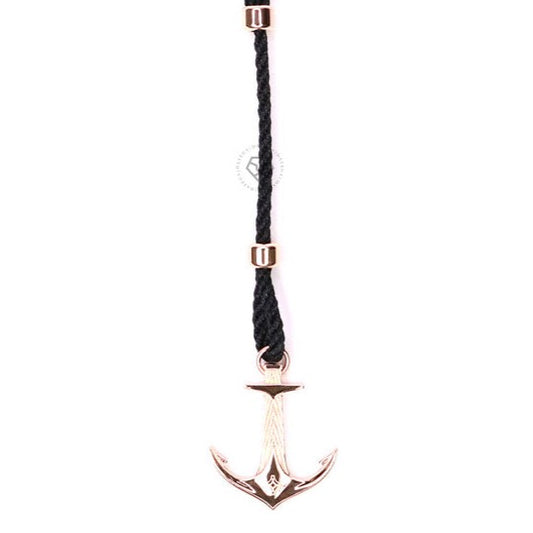 Rose Gold DATEGA Anchor - Black Rope