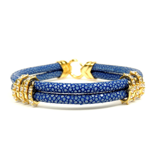 Thorn Yellow Gold Double Rope Blue Stingray