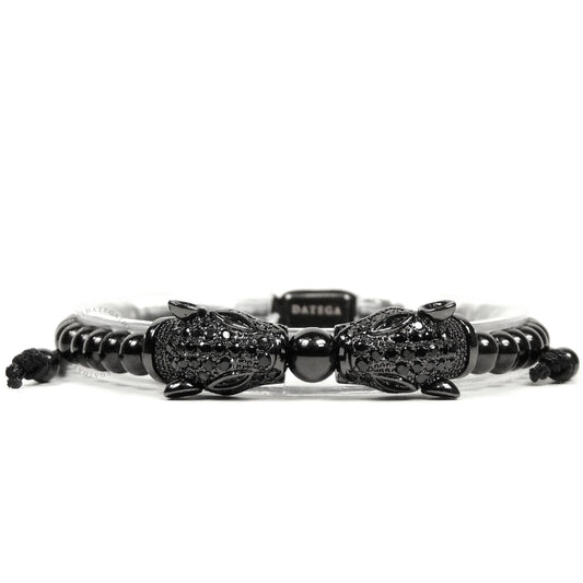 Twin Jaguars Rhodium Black Cz