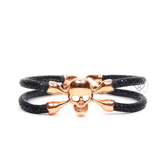 Double Bone Rose Gold Black Stingray