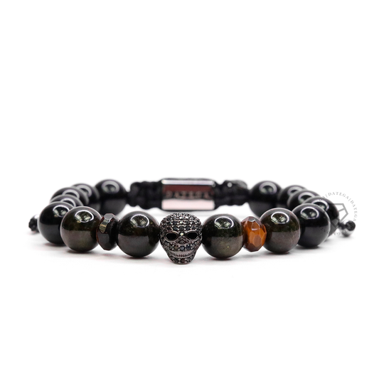 Luxury Skull Rhodium & Green Tourmaline