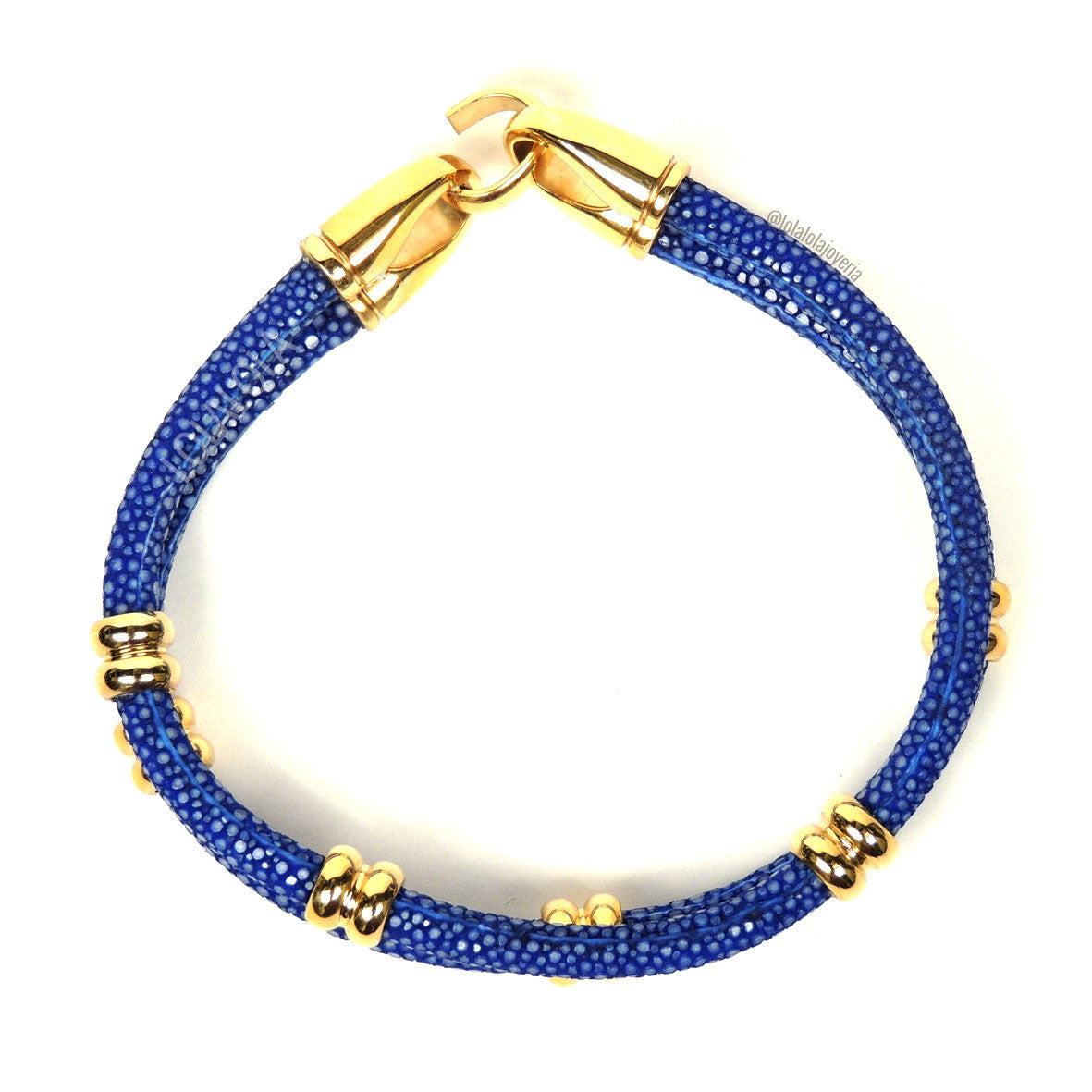 Rings Yellow Gold Double Rope Blue Stingray