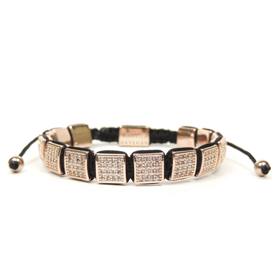 Rose Gold Clear Cz Square Bracelet