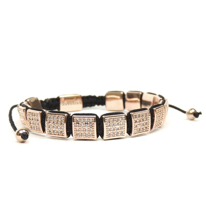 Rose Gold Clear Cz Square Bracelet