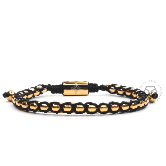 Woven Box Chain Yellow Gold & Black