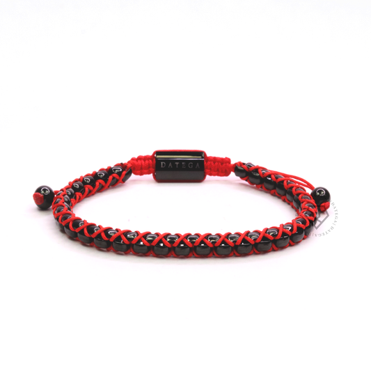 Woven Box Chain Ruthenium & Red