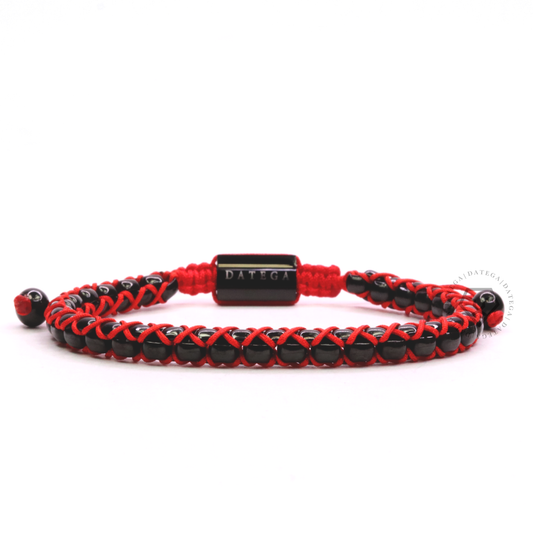 Woven Box Chain Ruthenium & Red