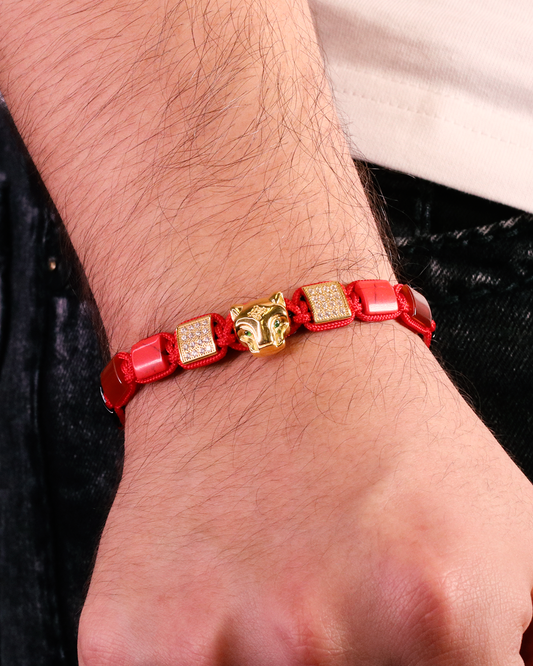 Grand Jaguar Yellow Gold, Red Turquoise & Carnelian