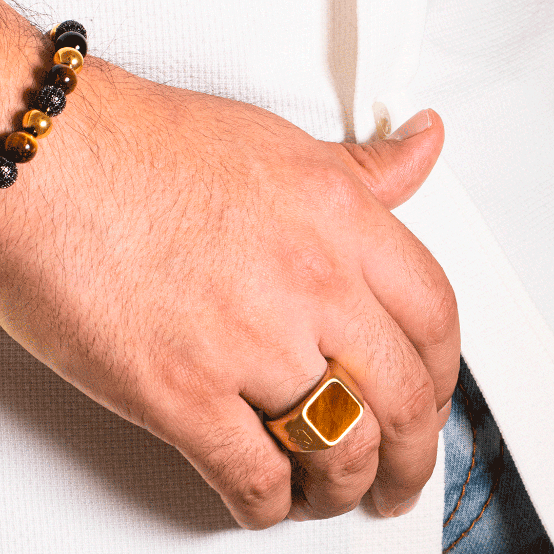 Yellow Gold & Tiger Eye Genesis Ring