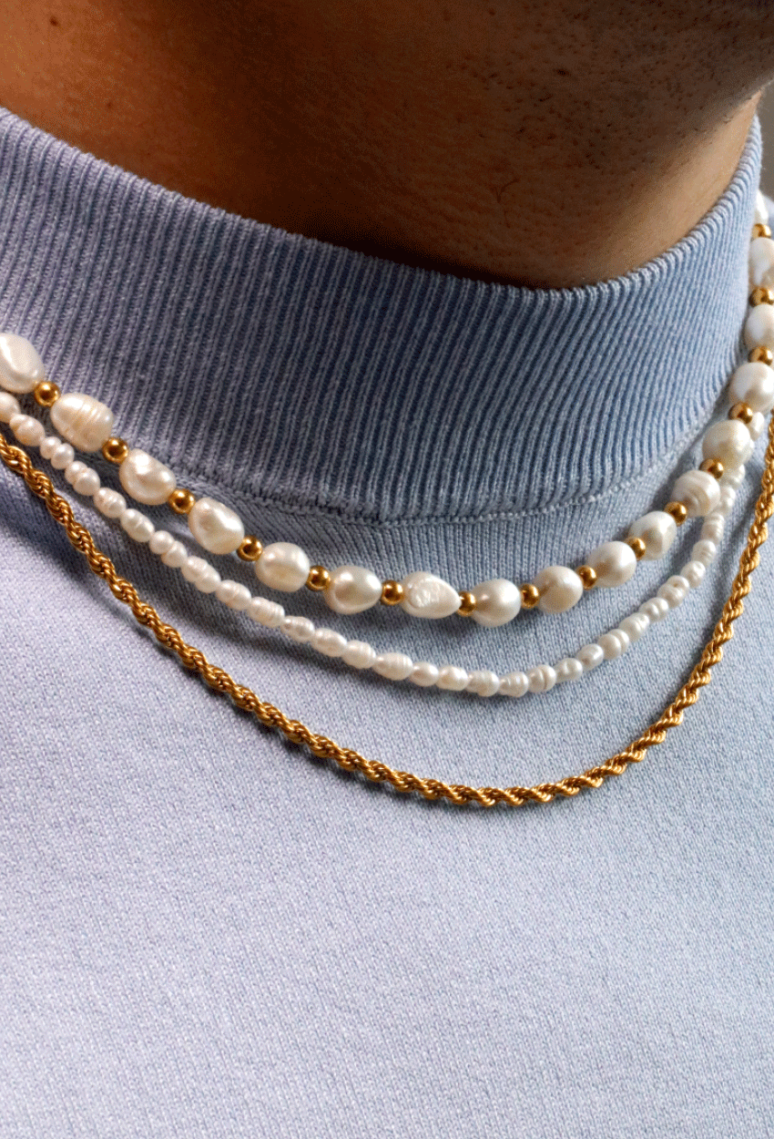 Pearl n gold necklace discount