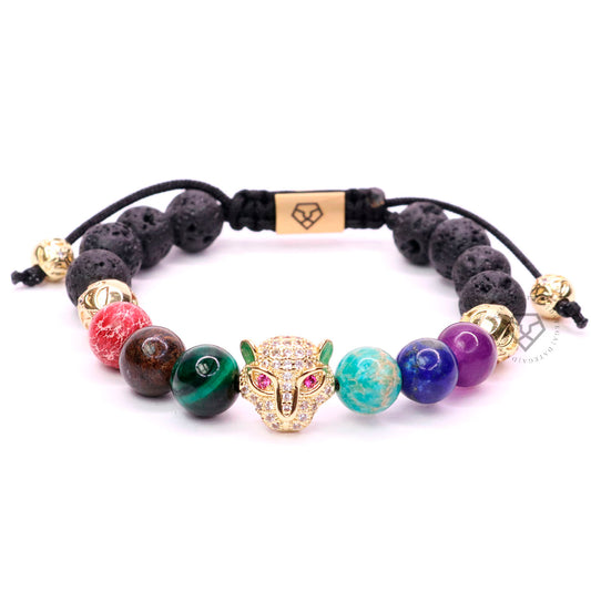 Cz Jaguar Yellow Gold & Chakras