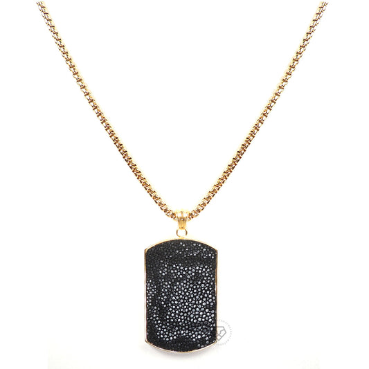 Black Stingray Tag - Gold Chain