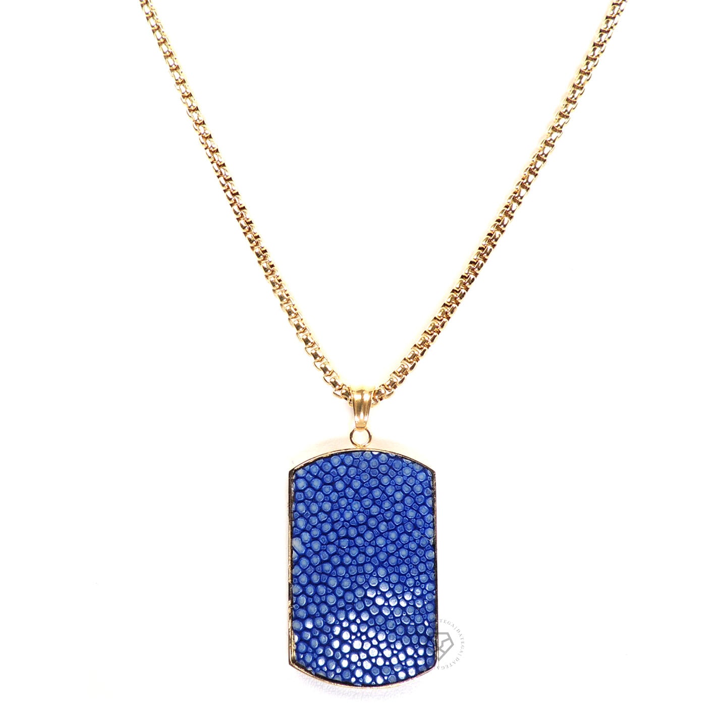 Blue Stingray Tag - Gold Chain