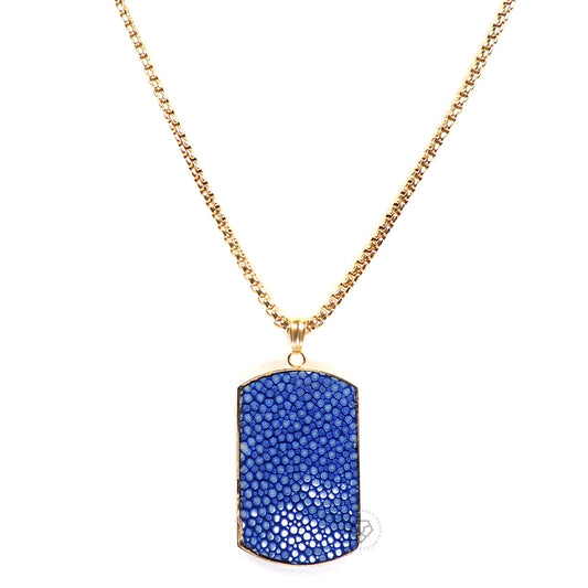 Blue Stingray Tag - Gold Chain