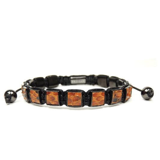 Square Rhodium Orange Python